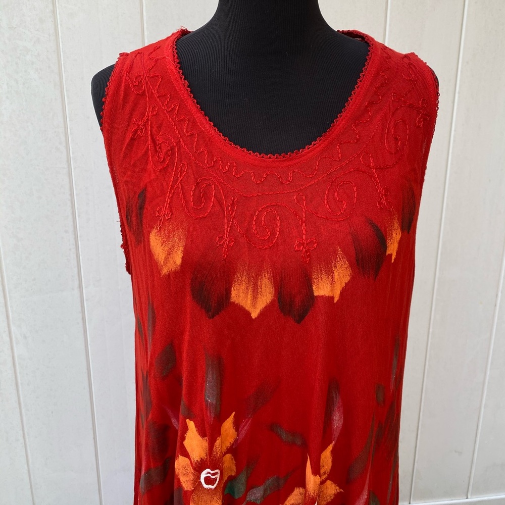 Beach by exist red hand painted beach dress - Picture 3 of 12